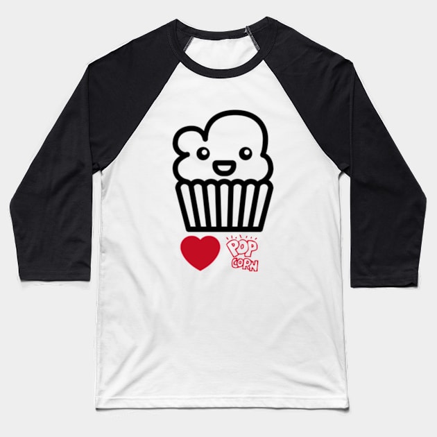 Popcorn,Lover Heartbeat,Gift Popcorn. Baseball T-Shirt by NOSTALGIA1'